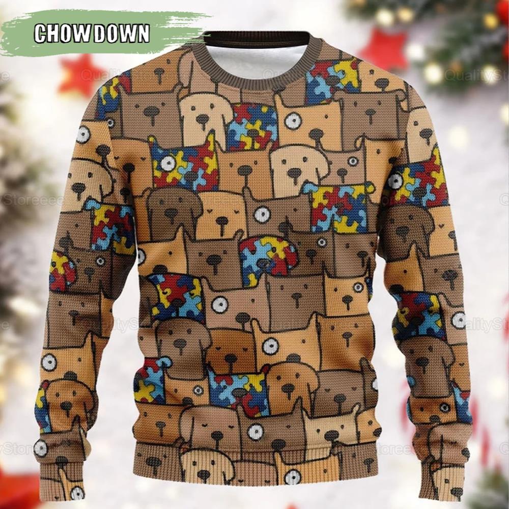 Autism Funny Autism Dog Lover Hoodie Pet Funny Dog Christmas Ugly Sweater- Christmas Gifts 2023