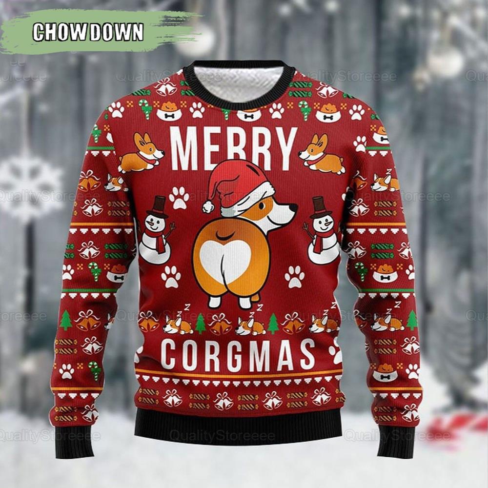 Funny Corgi Merry Xmas Dog Lover Dog Christmas Ugly Sweater- Christmas Gifts 2023