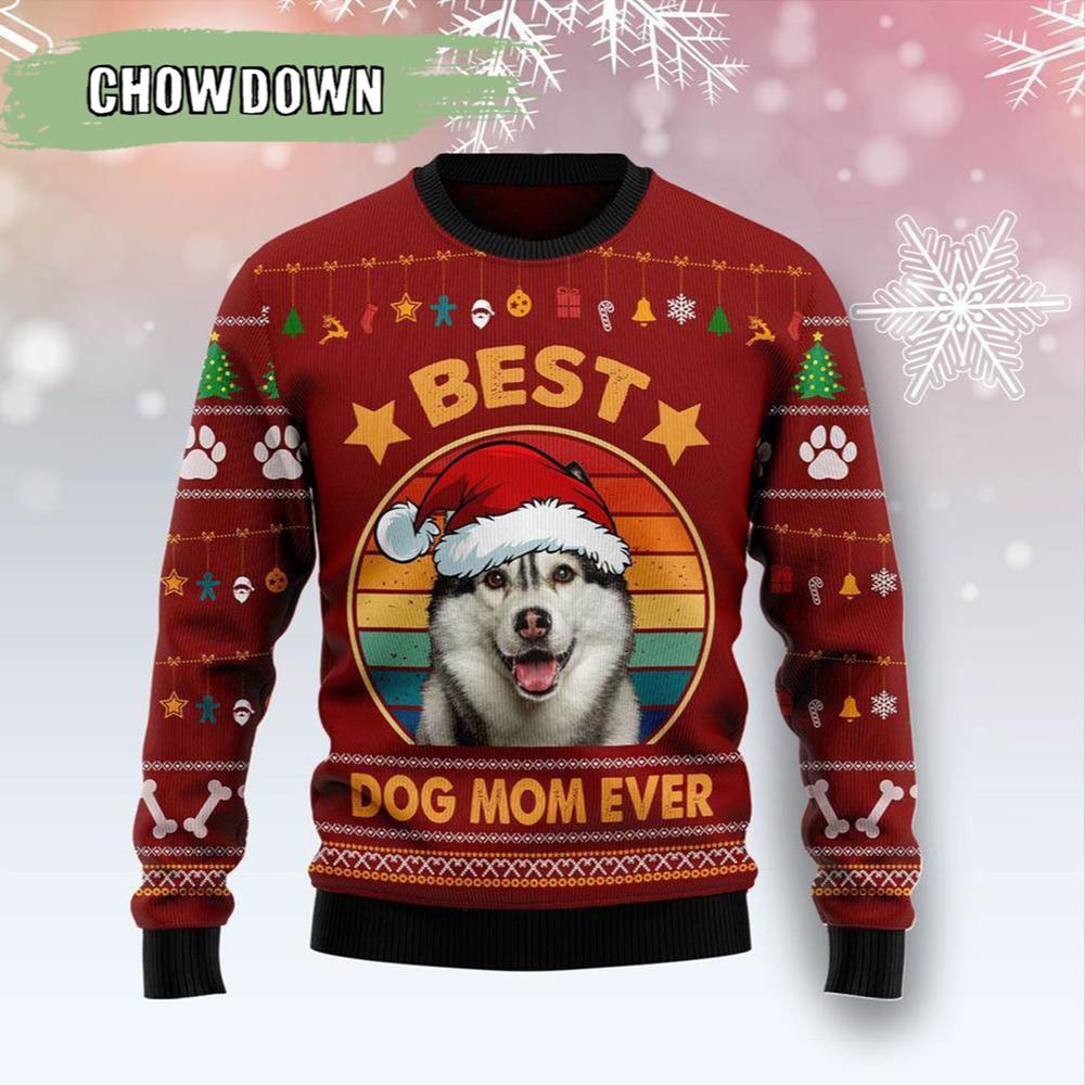 Siberian Husky Best Dog Mom Ever Dog Ugly Christmas Sweater- Christmas Gifts 2023
