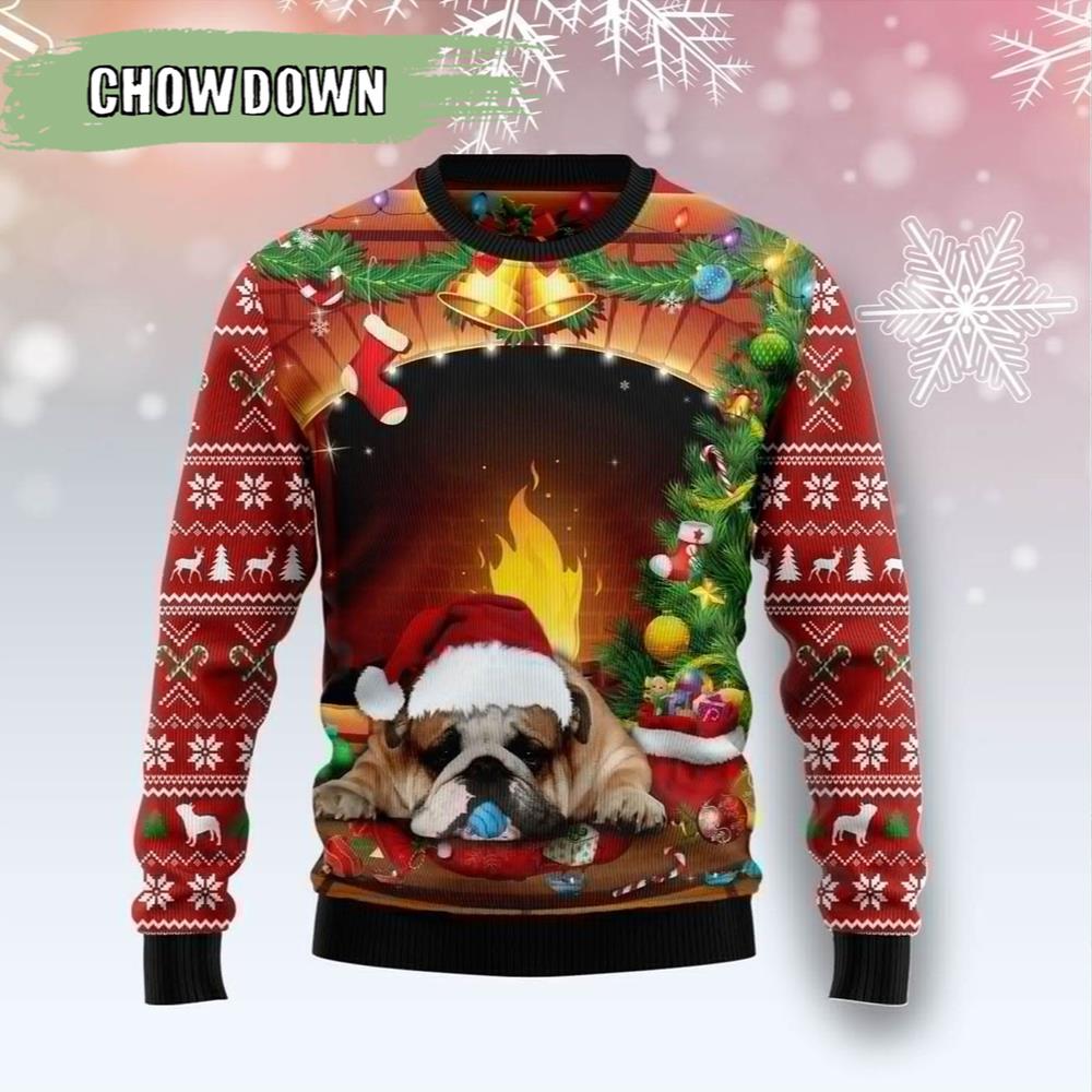 Sleeping Dog Christmas Ugly Christmas Sweater- Christmas Gifts 2023