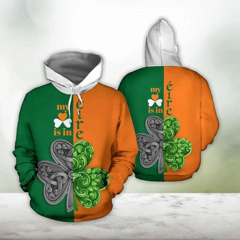 Irish Saint Patrick’s Day Shamrock Celtic Cross Hoodie
